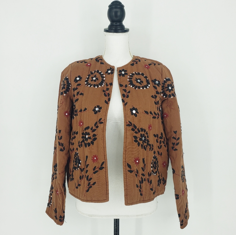 Mango Brown Embroidered Jacket - image 6